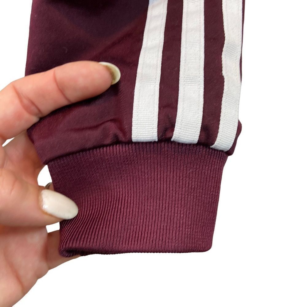 Ladies Small Maroon Full Zip Adidas Triple Stripe Trefoil Track Jacket Small - Picture 3 of 15